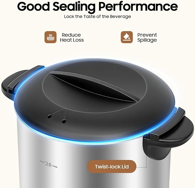 5.2L Electric Coffee Maker Stainless Steel Coffee Urn 175Oz Commercial Coffee Dispenser 1000W Electric Coffee Maker Beverage Dispenser for Offices Hotels Home