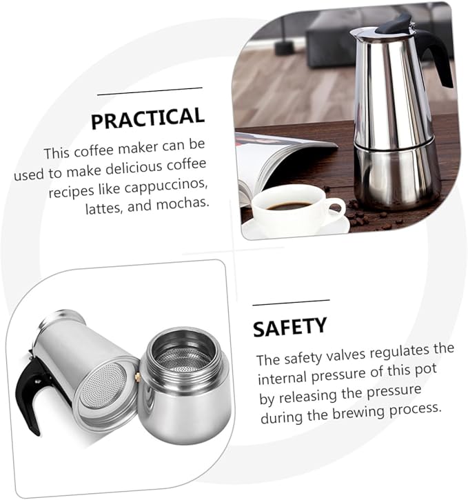 Stainless Steel Coffee Pot Food-grade Electric Coffee Maker for Stovetop Brewing Capacity for Home and Travel Rapid Brewing for Delicious Espresso Lattes and More