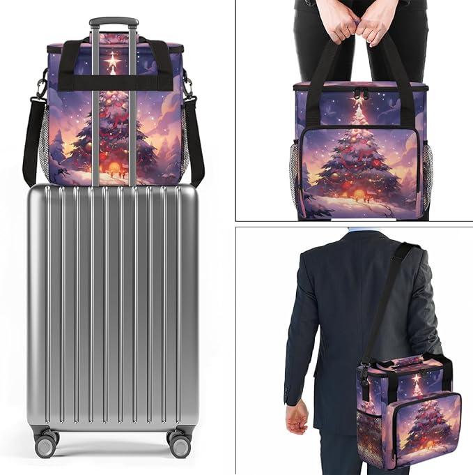 Xmas Tree Coffee Maker Carrying Bag Magical Tree Travel Storage Bag Compatible with K-Mini or K-Mini Plus Single Serve Coffee Brewer Carrying Case with Multiple Pockets &amp Shoulder Strap