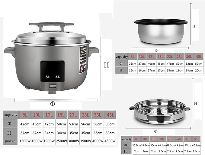 Large Rice Cooker with Steamer (8L-45L) Canteen Commercial Hotel Home Old-fashioned Large Capacity Rice Cooker 8-60 PeopleUS/EU Used(18L)