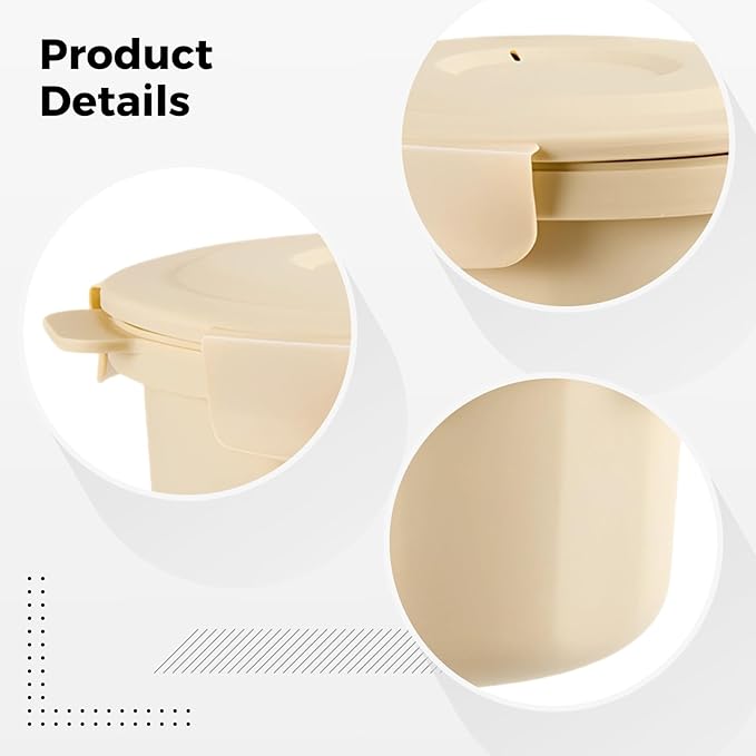 Portable Microwave Rice Cooker Steamer 1.3 L / 43.9 Oz Pp Pot With Lid Low Sugar Cooking Easy To Clean For Home Office Travel (Light Yellow)
