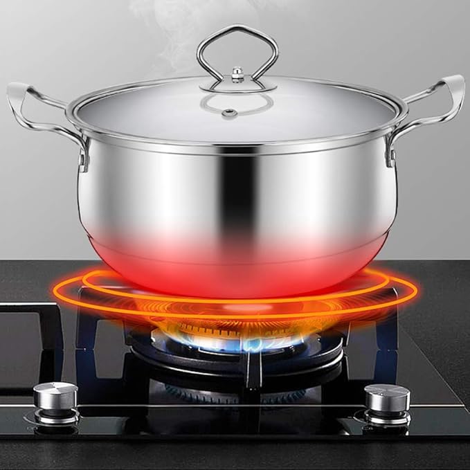 Equip Frying Pan and Saucepan Set 3Piece Non Stick Ceramic Coating Stainless Steel Material with Tempered Glass Cover Frying Pan Soup Pot Wok Easy to Clean Cookware