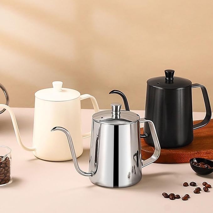 Pour Over Coffee KettleLong Narrow SpoutCoffee CarafeGoose Neck KettleStainless Steel Tea KettleStovetop Portable Water Bottle 12OZ