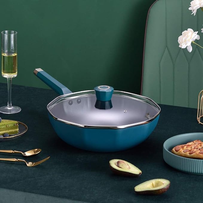 Pots and Pans Sets Pots and PansDie-Cast Aluminum Non Stick Cooking Frying Pan PotsMultifunctional Induction Cookware Sets with Glass Lid and Bakelite Handles3PCS (3 Pieces) (Wok Variety Pack)