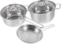 Stainless Steel Cookware Set Household Cooking Pot Pan with Thick Bottom Comfortable Grip Handles Soup Pot for Kitchen Cooking