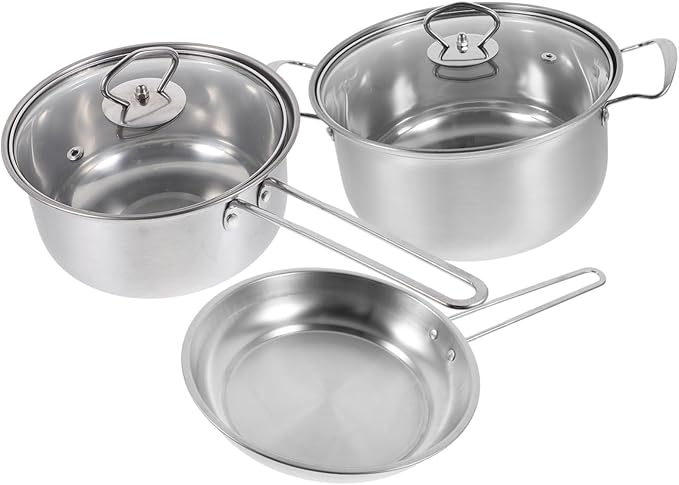 Stainless Steel Cookware Set Household Cooking Pot Pan with Thick Bottom Comfortable Grip Handles Soup Pot for Kitchen Cooking
