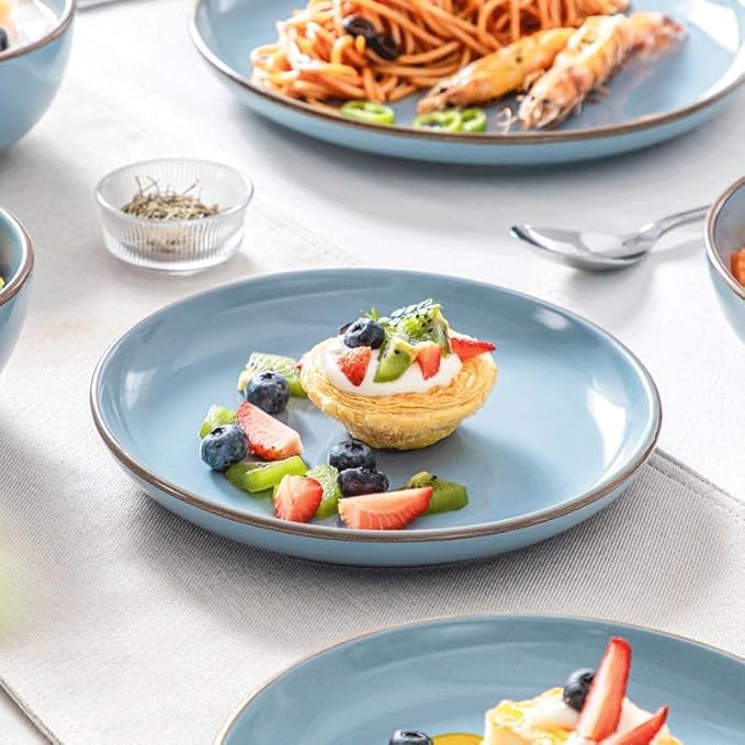 16 Piece Ceramic Tableware Set with Dinner Dessert Soup Plate Bowl for 4 Person Round Dinnerware