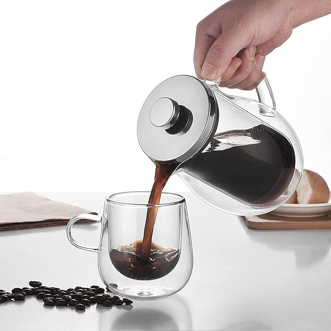 Press Coffee Maker Coffee Press CaffettiereCoffee Maker French Press Coffee Maker French Press Coffee MakerDouble Wall Borosilicate Glass 304 Stainless Steel Filtration System Clear Coffee Press