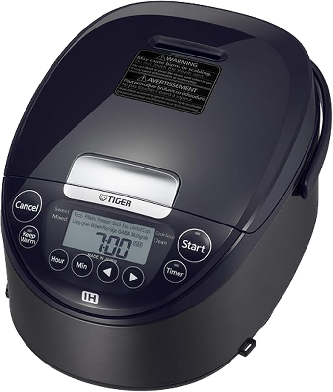 Tiger JPW-H18U Induction Heating Rice Cooker and Warmer with 14 Menu Presets and LCD Display (10-Cup Mauve Black)