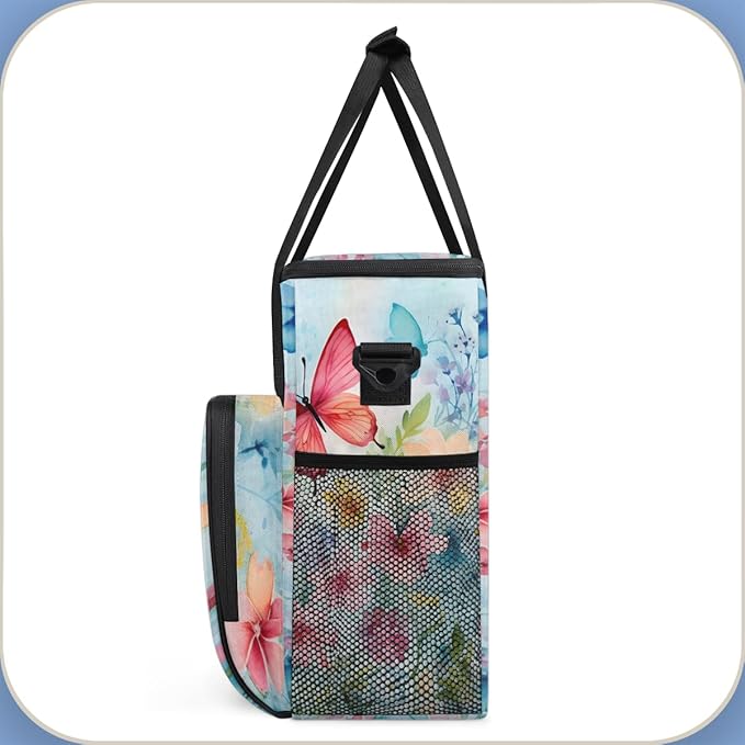 Abstract Butterfly Coffee Maker Carrying Bag Watercolor Butterfly Travel Storage Bag Compatible with K-Mini or K-Mini Plus Single Serve Coffee Brewer Carrying Case with Pockets &amp Shoulder Strap