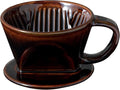 Asayu Japan Ceramic Coffee Pour Over Maker Set in Chocolate Brown Slow Brewing Paper Filter Holder and Dripper with 3 Holes for Coffee and Tea (Coffee Dripper Cone)