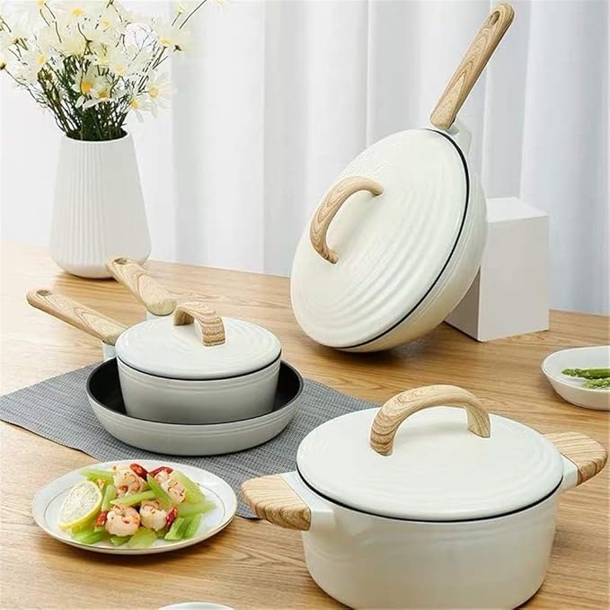 Cookware Set Soup Pot Stew Cooking Pots and Pans Induction Cooker Casserole Kitchen Saucepan Double Boiler Steamer Frying Pan