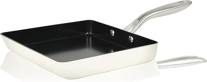 TeChef Collection | Ceramic Nonstick Egg Frying Pan Nontoxic - Nontoxic - Free of PFAS PFOA PTFE Made in Korea (Square Pan)