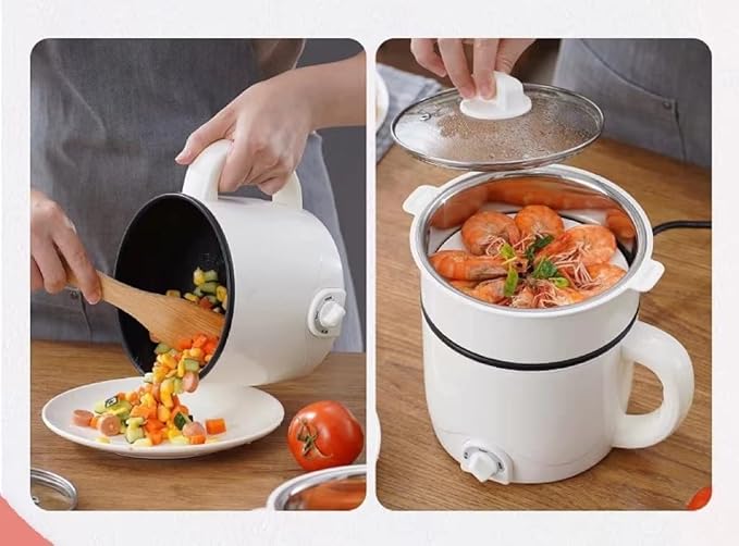 JYYBN Multi Electric Hot Pot Mini Rice Cookers with Temperature Control Non-Stick Noodle Pan Cooking Machine for Egg Pasta Soup Oatmeal