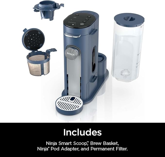 Ninja Pods &amp Grounds Single-Serve Coffee Maker K-Cup Pod Compatible 56-oz. Reservoir 6-oz. Cup to 24-oz. Travel Mug Brew Sizes Iced Coffee Maker Navy PB041NV