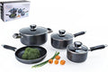 Alpine Cuisine Aluminum Cookware Set 7 Pc Set Nonstick Coating Saucepan Dutch Oven Wok Pan Fry Pan with Riveted Fixed Handle &amp Glass Lid Color Box Packing &amp Easy to Clean Multiple Uses (Gra