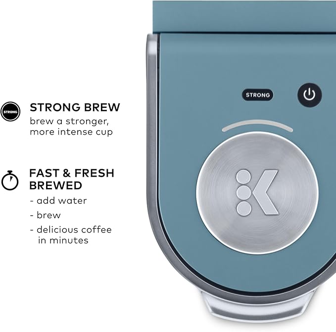 Keurig K-Mini Plus Single Serve K-Cup Pod Coffee Maker with 6 to 12oz Brew Size Stores up to 9 K-Cup Pods Travel Mug Friendly Evening Teal