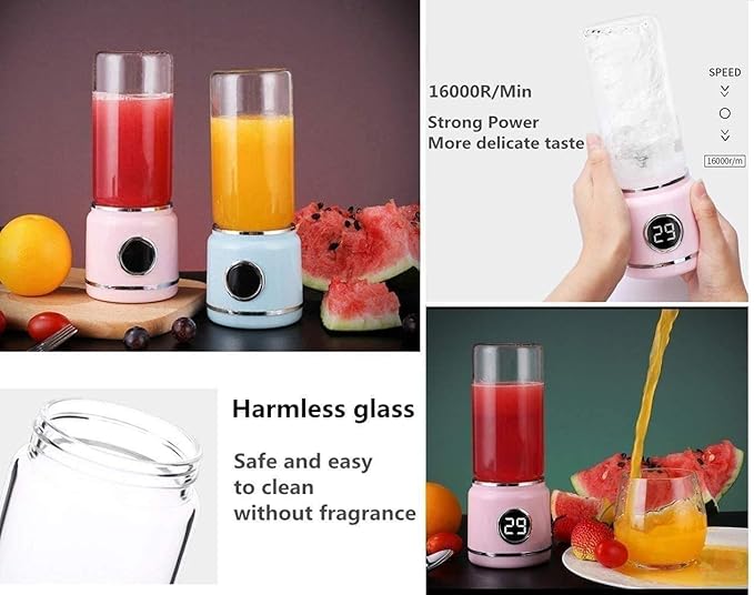 Portable BlenderUSB Rchargeable Fruit Mixer MachinePersonal Size Blender Smoothies and ShakesWaterproof Small Blender Single Juicers