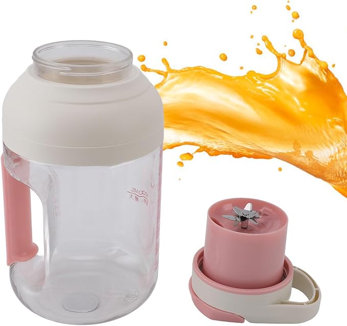Portable Juicer 800ml Powerful Smoothie Blender Cup Portable Blender with 3000mAh Battery Ergonomic Handle Blender for Home Sports Office and Travel ()