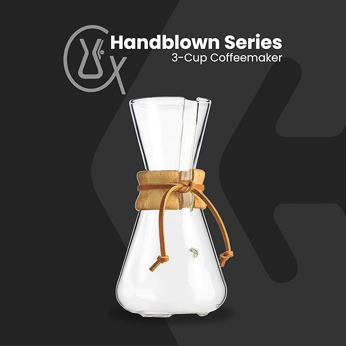 Chemex Pour-Over Glass Coffeemaker - Hand Blown Series - 3-Cup - Exclusive Packaging