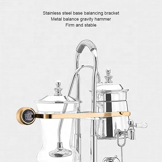 Siphon Coffee Maker 3-5 Cups Detachable Siphon Coffee Brewer 304 Stainless Steel Mesh and High Borosilicate Heat-Resistant Glass Double Ridged Fulcrum with Tee Handle for Coffee Tea