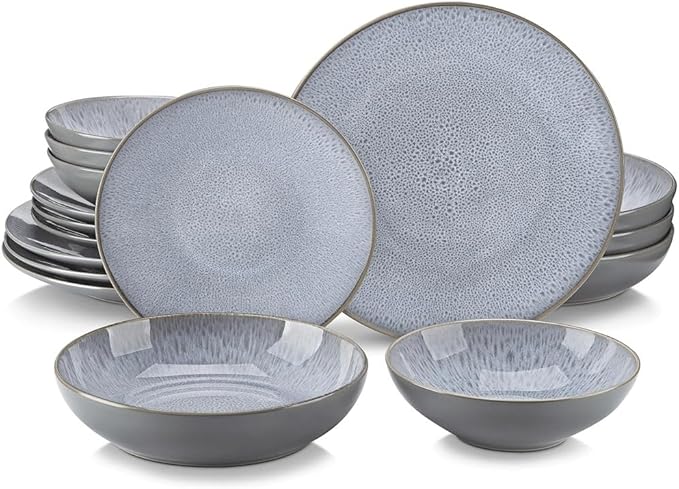 16 Piece Stoneware Tableware Set with Dinner/Dessert Plate/Soup Bowl/Mug Service for 4 Person