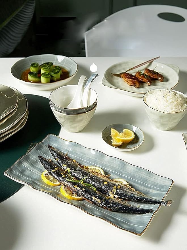 Dinner Set for Luxury Restaurant and Home 9-44 Piece Glaze Dinnerware Set Nordic Luxury Tableware Set Bowl and Plate Service for 2-10 People Non-Slip BottomOne Color-20pieces