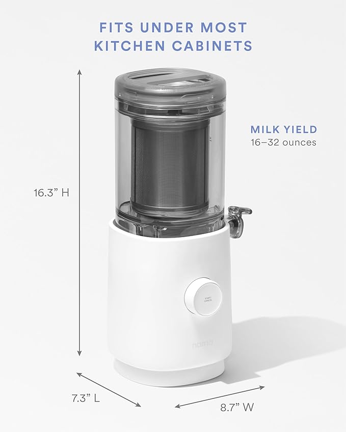 Nama M1 Plant Milk Maker – Homemade Oat Seed &amp Nut Milk Maker Machine – Smooth Creamy Texture Barista Quality Milk in Minutes – Blends &amp Strains in One Container – Easy to Clean