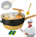 Titanium Cookware Set with Lids Multi-Purpose Deep Saute Pan Titanium Pots and Pans Set for Frying Eggs Stewing Braising Titanium PansYellow32cm