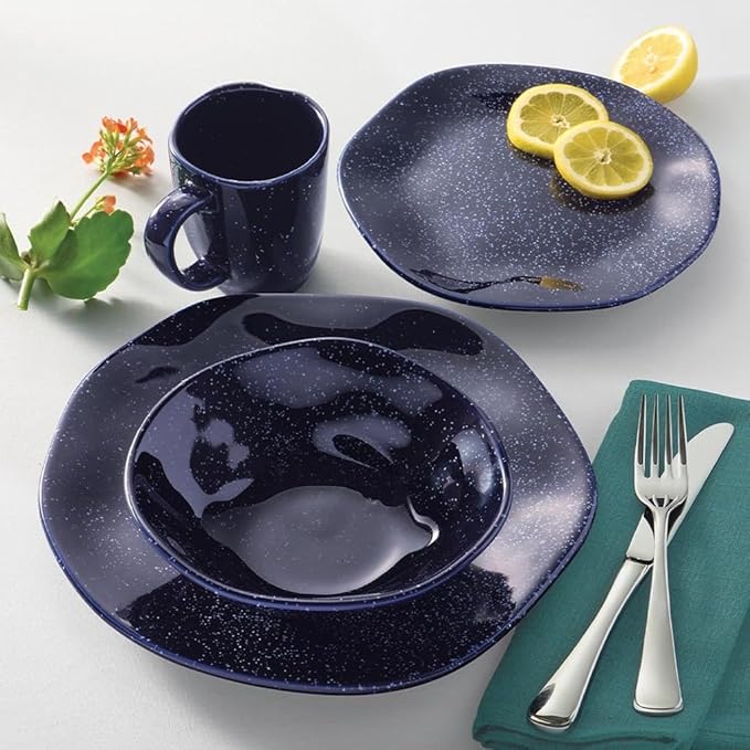 Oxford Ryo-Sapphire Porcelain 16 Piece Dinnerware Set Service for 4