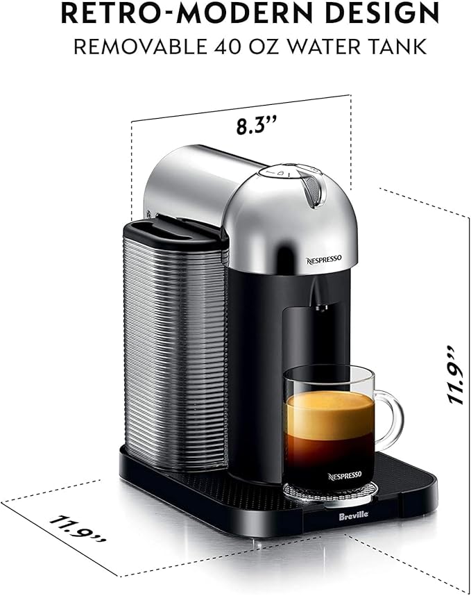 Nespresso Vertuo Coffee and Espresso Maker by Breville Chrome Descaling Kit