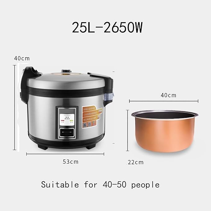 Electric Rice Cooker (10L-25L) Commercial Large Rice Cooker Automatic Insulatiofor Hotels Canteens School Restaurant US/EU Used(25L-2650W)