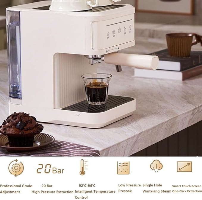 20bar Espresso Coffee Machine Italian Semi-Automatic Coffee Machine With Steam Wand 60oz Removable Water Tank Ntc Ntelligent Temperature Control Coffee Maker For HomeBlack