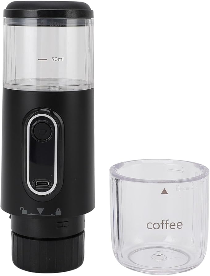 Denash Portable Electric Espresso MachineTravel Coffee Maker for CampingCar Self Heating Coffee Maker with USB C for Hiking Office RV (Black)