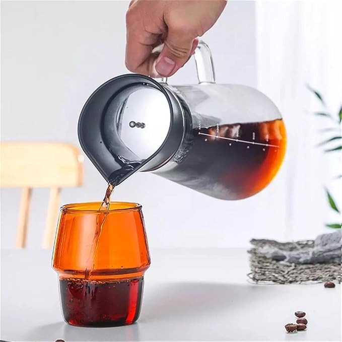 HASMI Coffee Kettle Glass Coffee Maker Hot &amp Cold Dual-Function Coffee Maker Cold Extract Ice Brewed Water Bottle Non-Rust Filter Coffee Pot Coffee Maker Dingzhebo2022