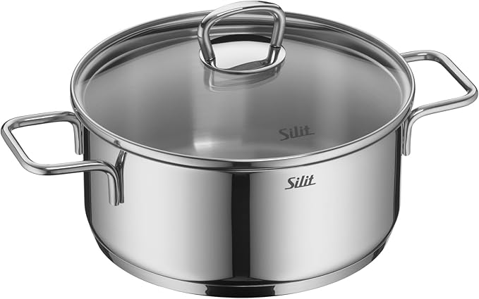 Silit Alicante 4-Piece Saucepan Set with Glass Lid Induction Pots Polished Stainless Steel Uncoated Oven-Safe