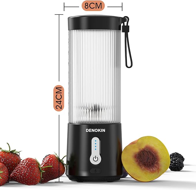 DENOKIN Portable Blender 16oz Vessel Cordless Personal Size Small Blender for Shakes and Smoothies with 6 Blade for Kitchen Home Travel