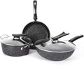 Cooking Pot Pots and PansDie-Cast Aluminum Non Stick Cookware SetHome Kitchen Multifunctional Cooking Frying Pan Pots with Glass Lid and Bakelite Handles3PCS (A) vision