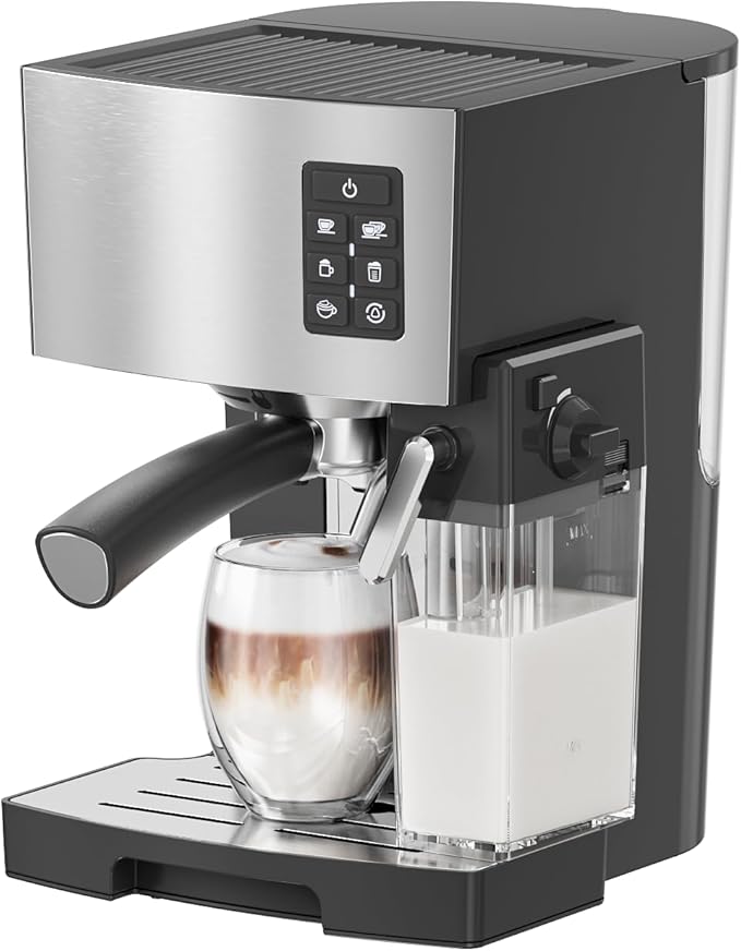 Espresso Machine 20 Bar - Espresso &amp Coffee Maker with Automatic Milk Frother Cappuccino Machine Latte Maker for Home office 1250W