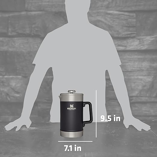 STANLEY Classic Stay-Hot French Press Coffee Maker 48 oz | 5 Minute Brew 4 Hours Hot | Mesh Filter for Coffee Grounds | Insulated Stainless Steel French Press | BPA-Free | Matte Black