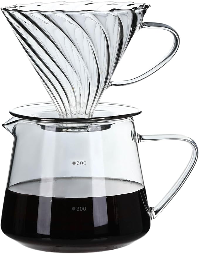 Unbreakable - Pour Over Coffee Maker 750ML/25OZ Heat Resistant Borosilicate Glass Dripper with Filter Holder BPA-Free Manual Coffee Brewer for Home and Office Use