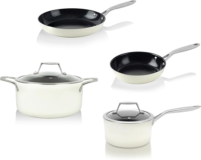 TeChef ValenCera Collection | Ceramic Nonstick Cookware Set Free of PFAS PTFE PFOA Made in Korea (6-Piece Set)