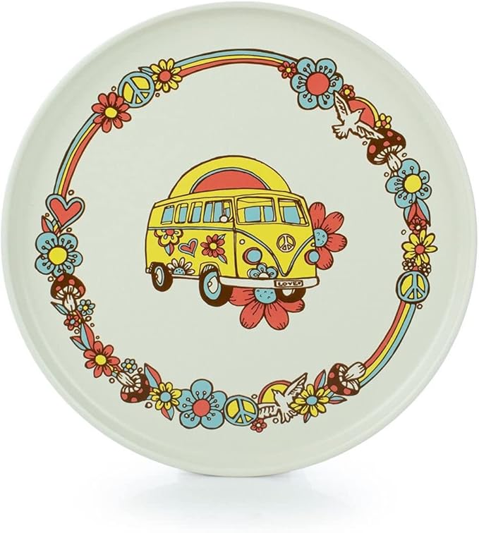Everything Kitchens Modern Flat 16-Piece Dinnerware Set | Peace &amp Love (11 Dinner Plates (Set of 4))