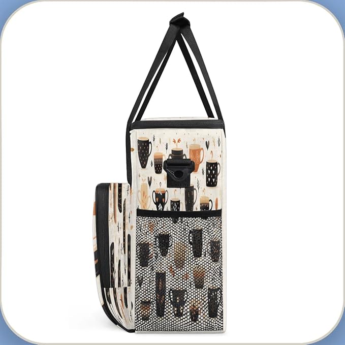 Coffee Print Coffee Maker Carrying Bag for Keurig K-Mini or K-Mini Plus Storage Portable Coffee Maker Travel Bag