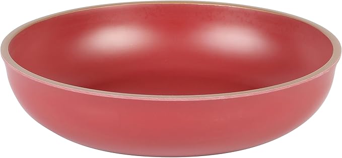 12 Piece Double Bowl Dinnerware Set Red Solid Casual Round