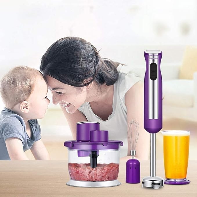 Hand Blender Handheld3-in-1 600W Continuously Variable Speeds Multifunctional Electric Stick Blender with Stainless Steel Blades Chopper Container Egg Whisk