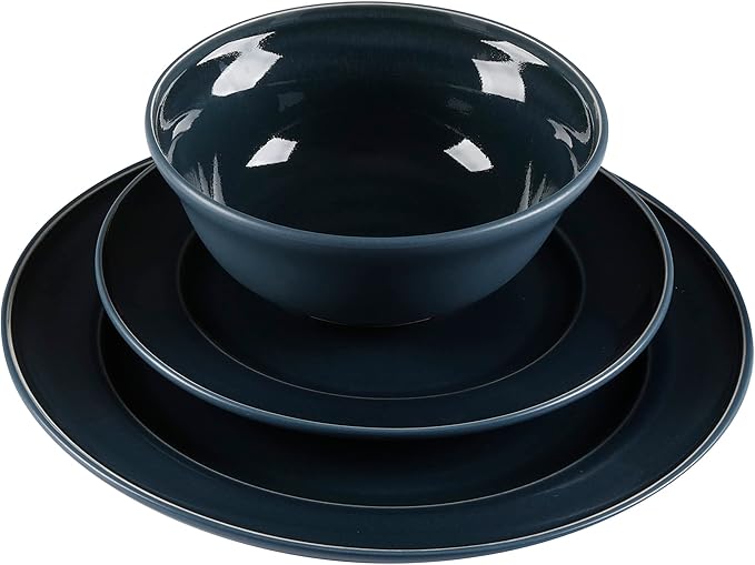 Martha Stewart Portillo 12 Piece Reactive Stoneware Dinnerware Set - Blue