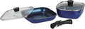 Pearl Metal HB-5919 Cookware Set of 5 Square Blue Diamond Coat Navy Induction Compatible Oven Safe Stack Plus