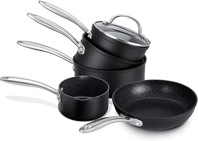Prestige SG Alu 4+1pc Set with Bonus Milkpan (16/18/20cm Cov Saucepan 29cm Fry + free milkpan)