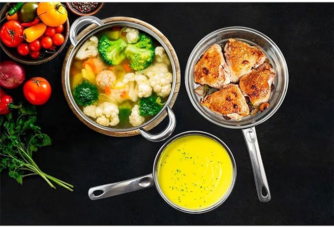 Stainless Steel Pots and Pans Set with Pan Cookware Set with Lid Frying Pan 5 Piece Kitchen Cookware Set